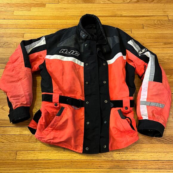HJC Coat Mens XL Snow Snowmobile Racing Ski Jacket Orange 3M Scotchlite Neon ** - Picture 1 of 11